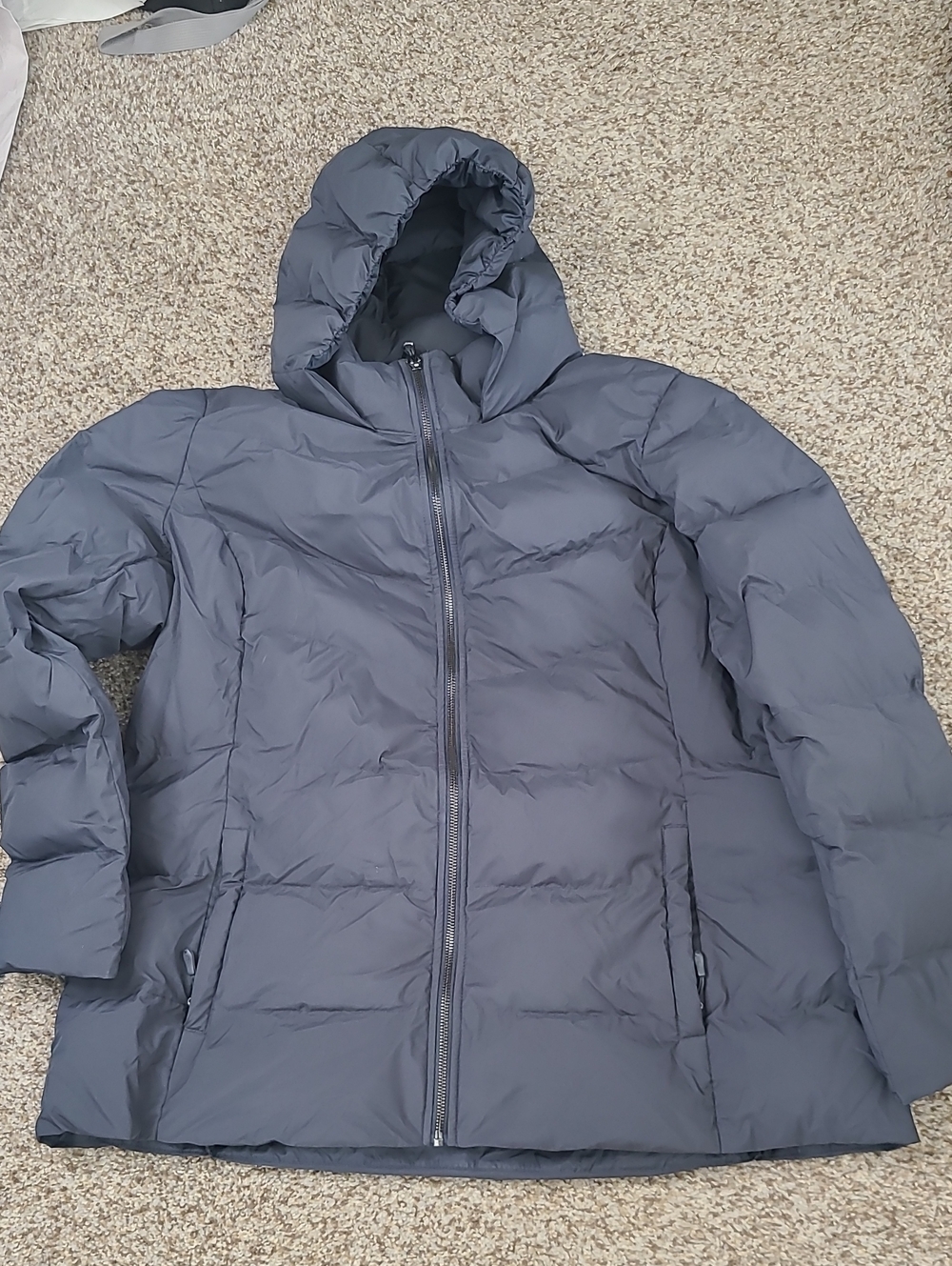Women's Hooded Puffer Jacket in Dark Gray